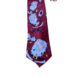 Novel Ties Men's Red Santa Lights Yellow Christmas Necktie Size OS